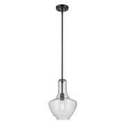 42141BKCS-Kichler Lighting-Everly - 1-Light Medium Pendant with Transitional Style 15.25 Inches Tall by 10.5 Inches Wide-Black Finish-Clear Seeded